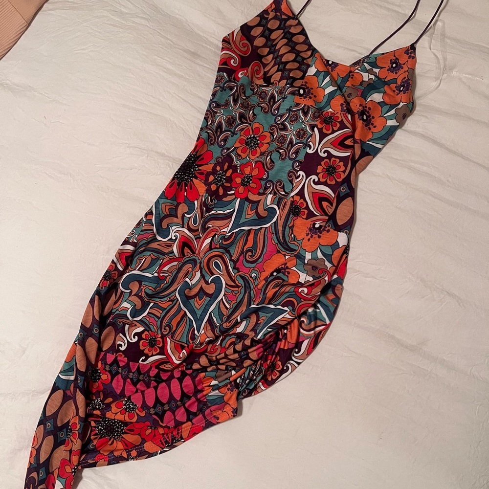 Retro asymmetrical body con dress Size Small